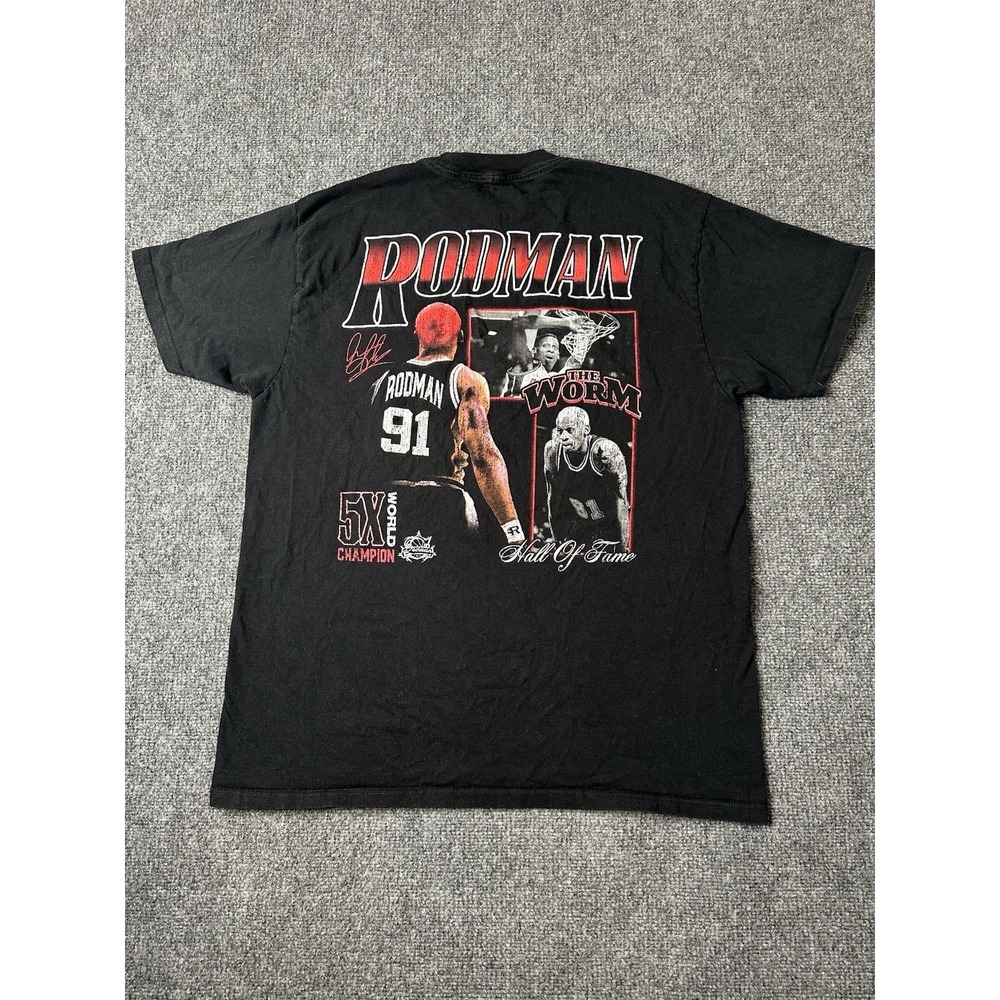 Mens Dennis Rodman Hall Of Fame Worm Graphic T Shirt Black, Size XL